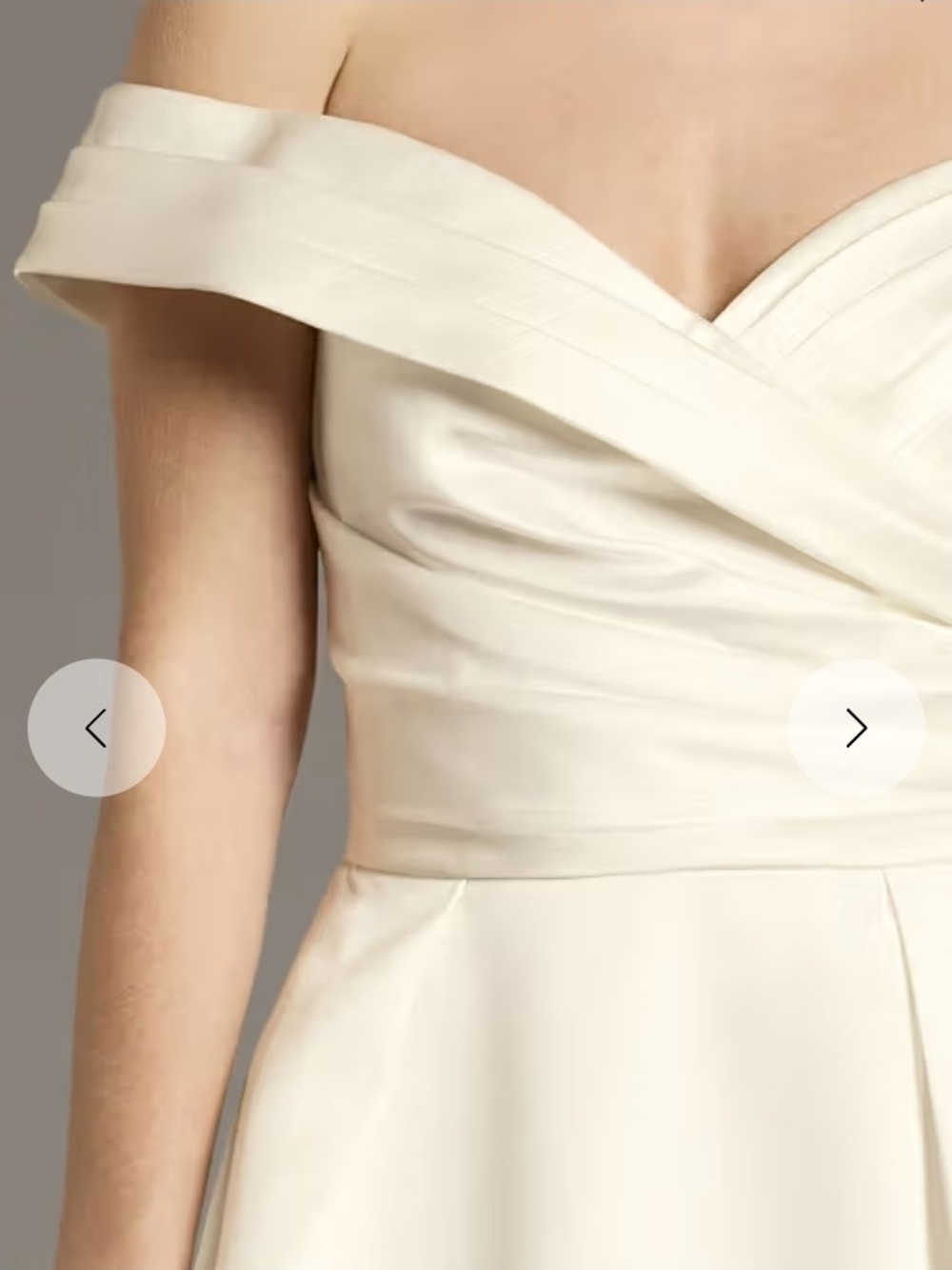 Db Edit Off-Shoulder Cream Wedding Gown with Front Slit Size 6 Nwt - Picture 4 of 10